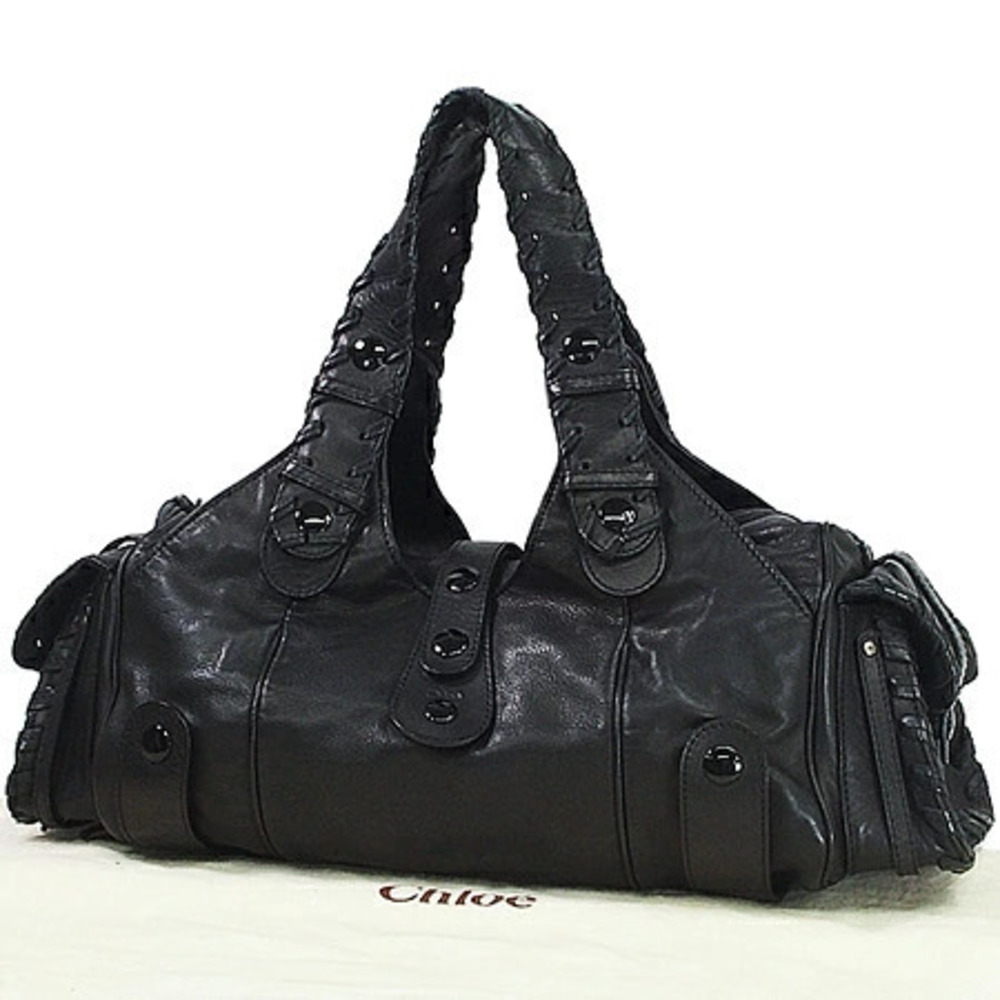 Chloe Boston Bag Leather Black